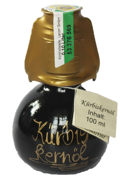 Bild von 0,100 lt - Steirisches Kürbiskernöl in Geschenksflasche " Palla "