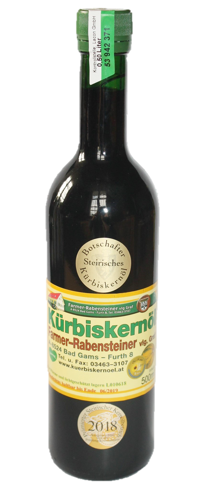 Bild von 500 ml - Steirisches Kürbiskernöl in der Flasche " Öl - Exklusiv "