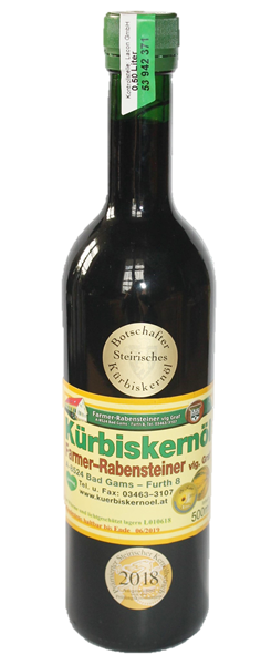 Bild von 500 ml - Steirisches Kürbiskernöl in der Flasche " Öl - Exklusiv "