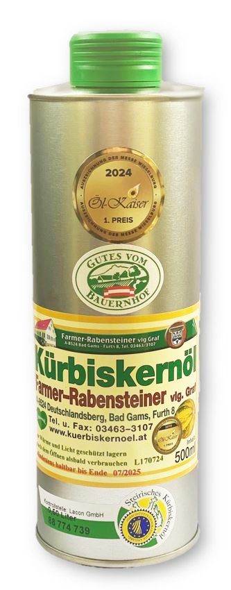 Bild von 500 ml - Steirisches Kürbiskernöl in der praktischen runden Dose