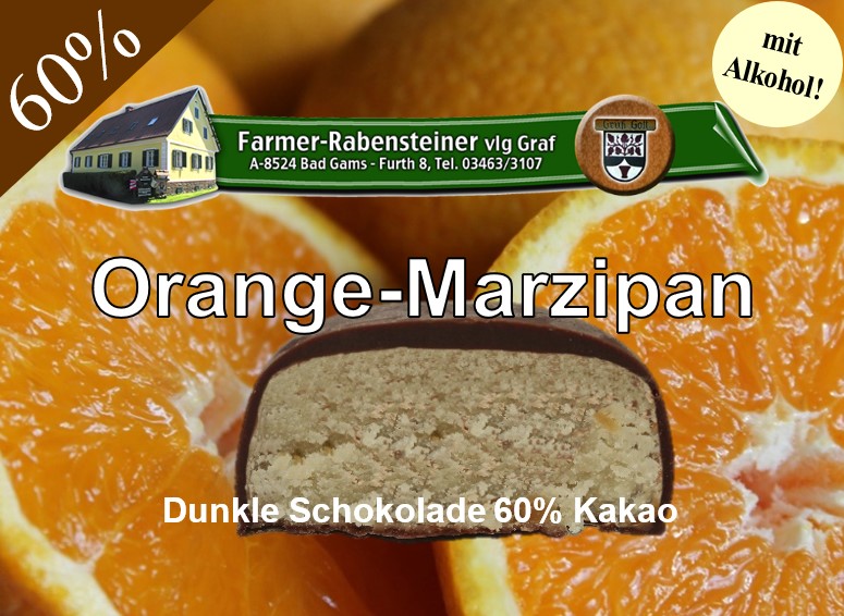 Orange in Marzipan - Dunkle Schokolade 60%